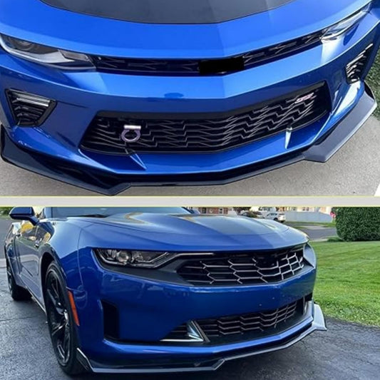 CARIG フロントスポイラー 2016-2024 シボレー カマロ SS/2019-2024 LT LS RS フロントリップ リップスポイラー ABS製 塗装済み エアロパーツ ガーニッシュ カーアクセサリー 艶あり黒