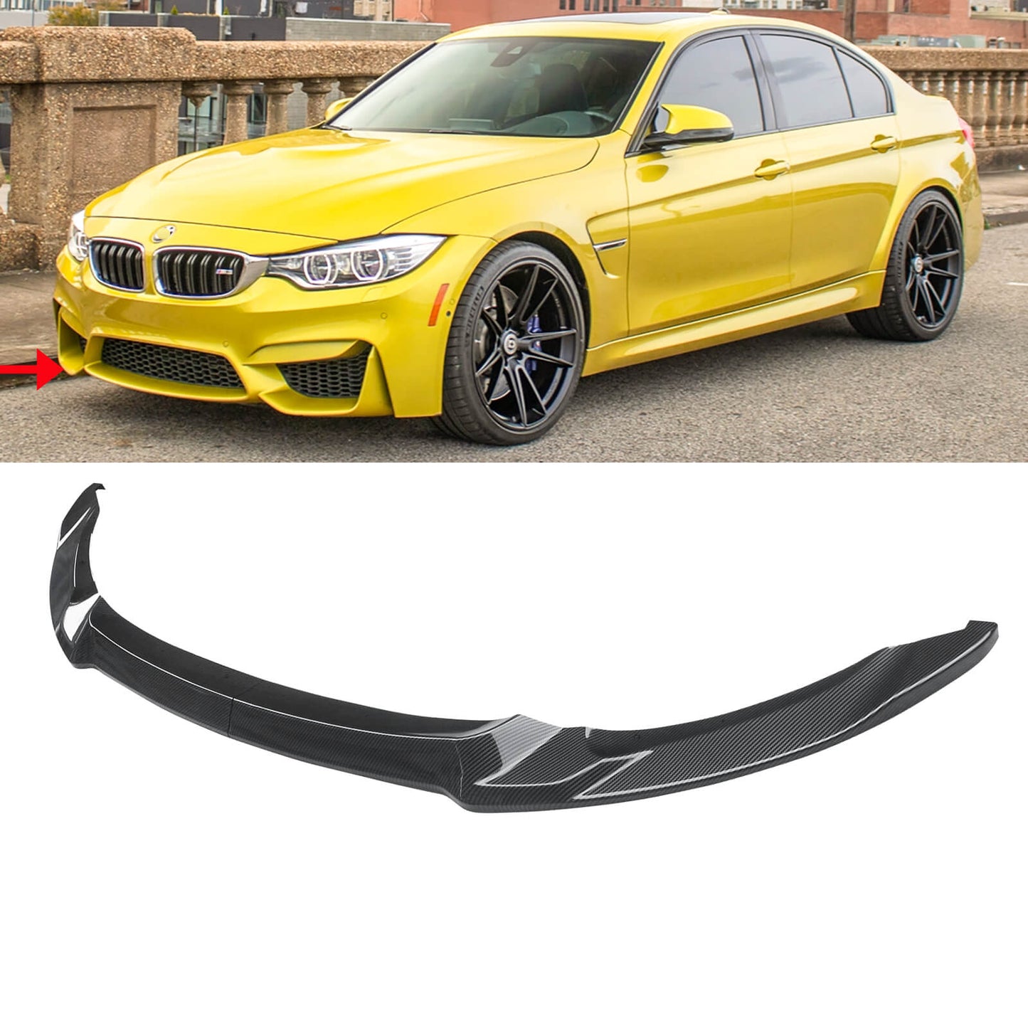 CARIG For 2015-2020 BMW F80 M3 F82 F83 M4 2 ピース CS スタイル フロント リップ フロント バンパー リップ スポイラー スプリッター Carbon Fiber Look