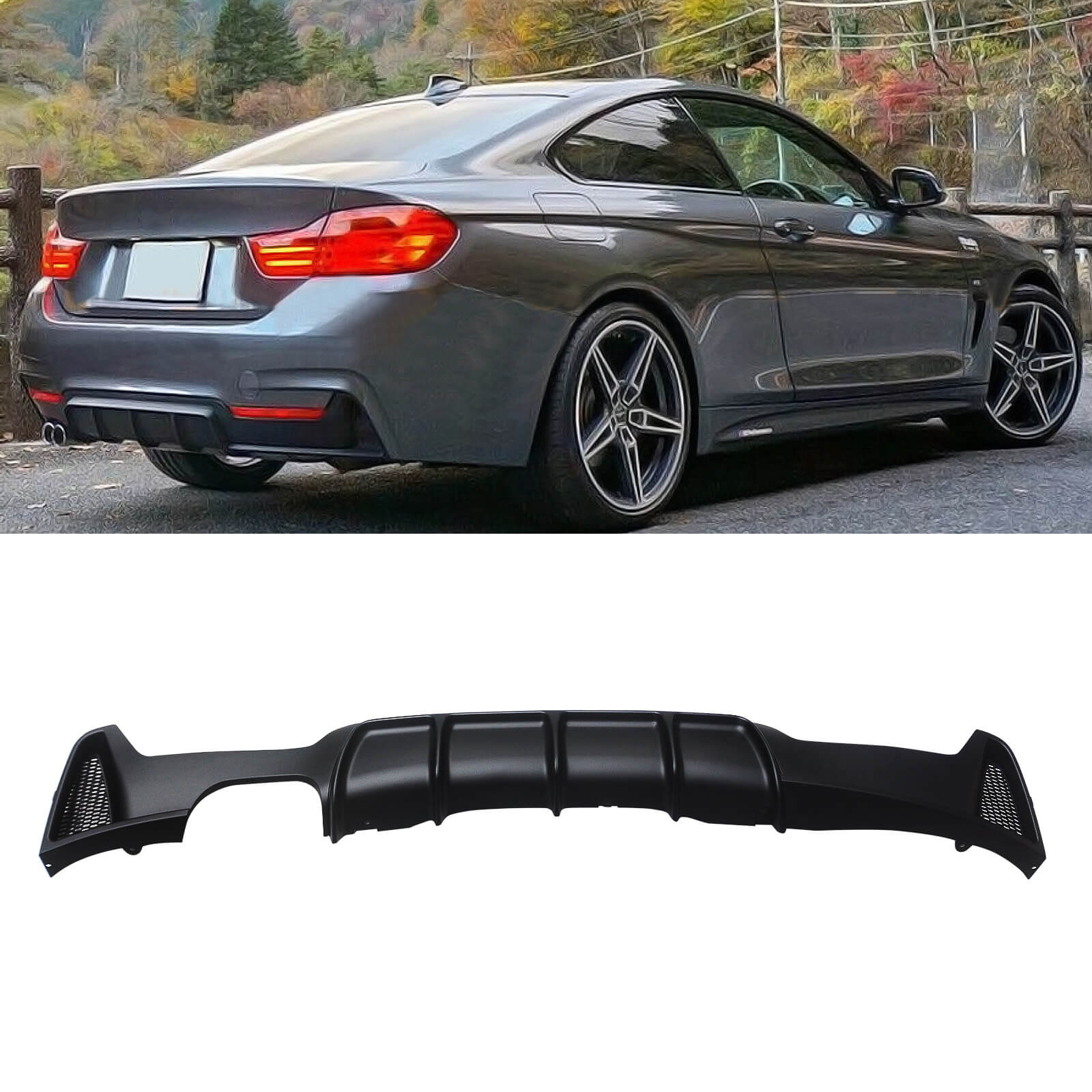 CARIG For 2014-2019 BMW 4 シリーズ F32 F33 M スポーツ リア ディフューザー シングル ツイン排気リア バンパー リップ スプリッター