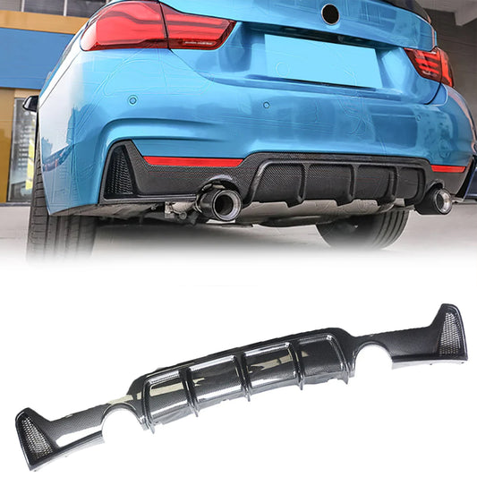 CARIG For 2014-2019 BMW 4 シリーズ F32 M スポーツ リア ディフューザー塗装リア バンパー リップ下部ディフューザー ABS Carbon Fiber Look