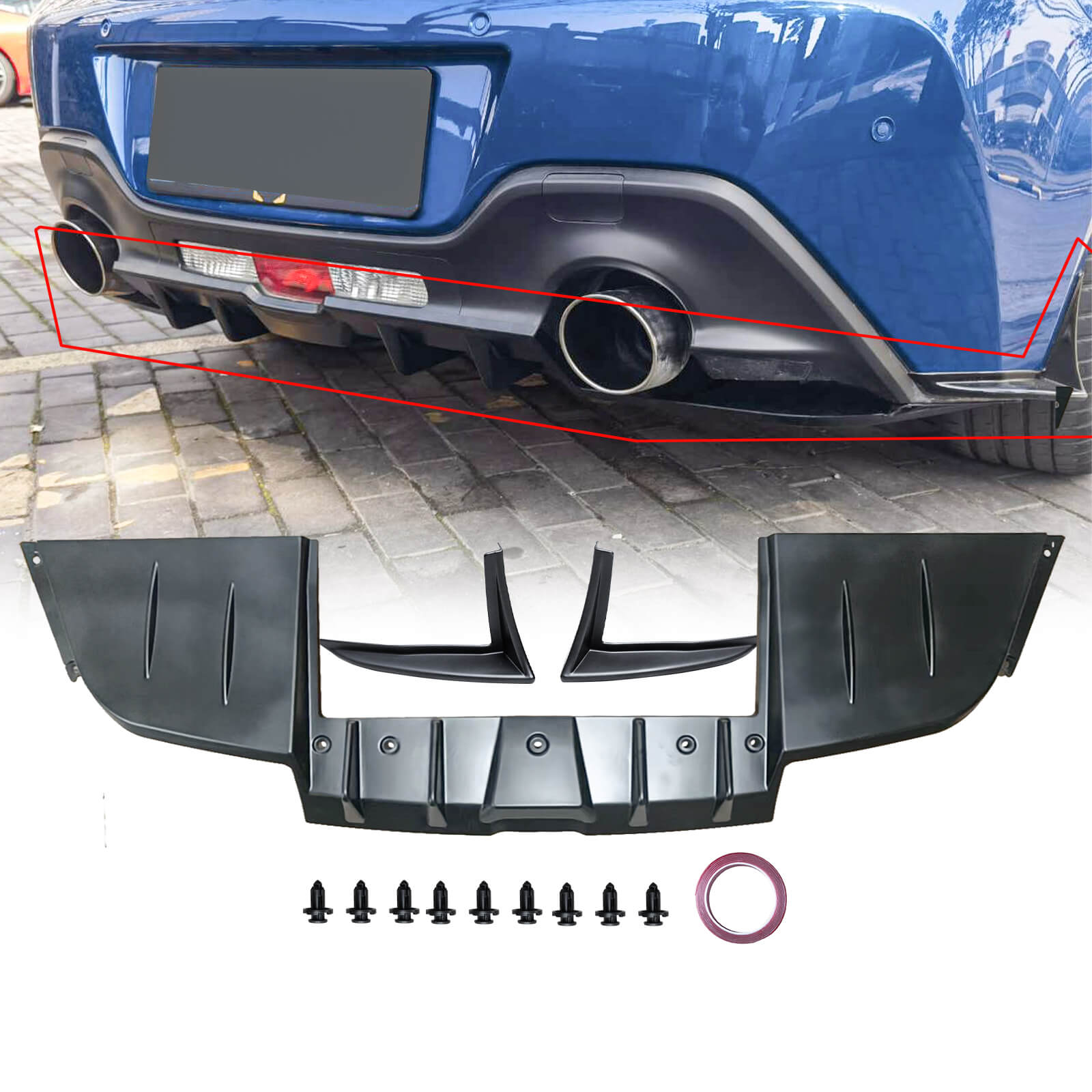 CARIG For2022-2024 スバル BRZ トヨタ GR 86 GR86 リアディフューザー コーナースプリッター ABS ディフューザー マットブラック