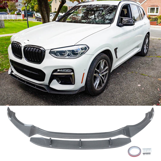 CARIG For 2018-2021 BMW G01 X3 G02 X4 Mスポーツフロントリップ2PCsフロントバンパースプリッターABS