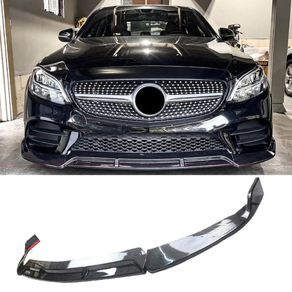 CARIG For 2019-2021 ベンツW205 2019-2023 C205 A205 CクラススポーツC300 ABS 3PCsフロントリップフロントバンパースプリッター