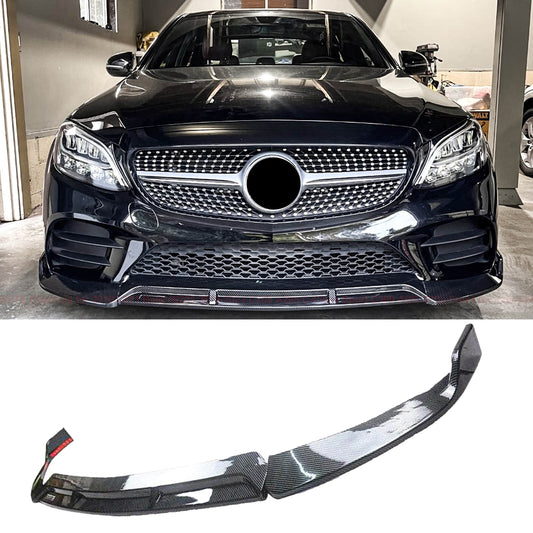 CARIG For 2019-2021 ベンツW205 2019-2023 C205 A205 CクラススポーツC300 ABS 3PCsフロントリップフロントバンパースプリッター