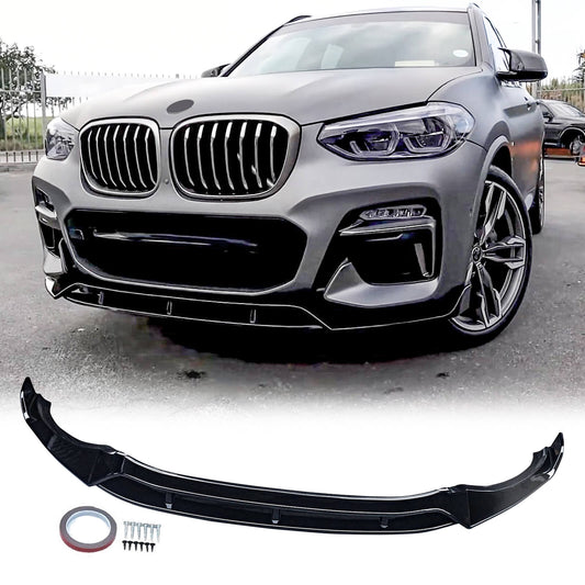 CARIG For 2018-2021 BMW G01 X3 G02 X4 Mスポーツフロントリップ2PCsフロントバンパースプリッターABS
