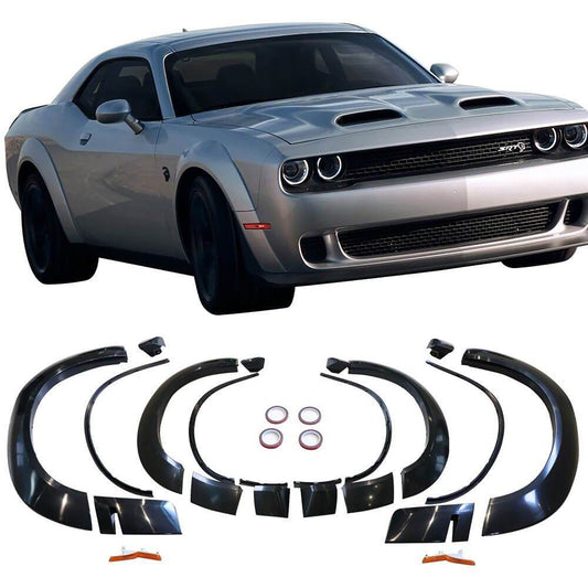 CARIG For 2015-2024 ダッジ チャレンジャー SRT ヘルキャット デーモンスタイル ワイドボディ フェンダーフレア 未塗装 ポリプロピレン