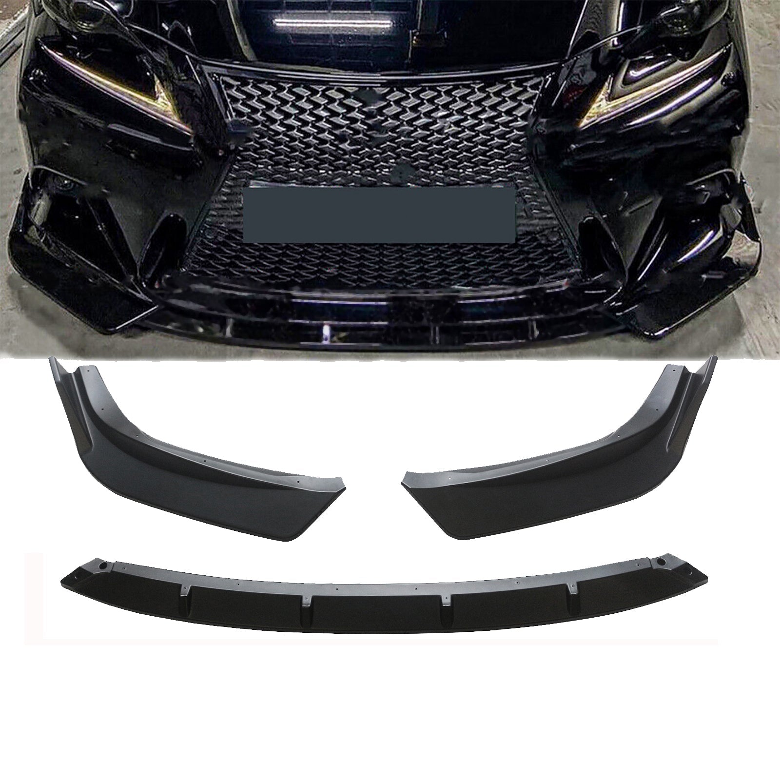 CARIG For 2014-2016 レクサス Fスポーツ フロントリップ フロントバンパー ロアスポイラー スプリッター 3 PC ABS リップ
