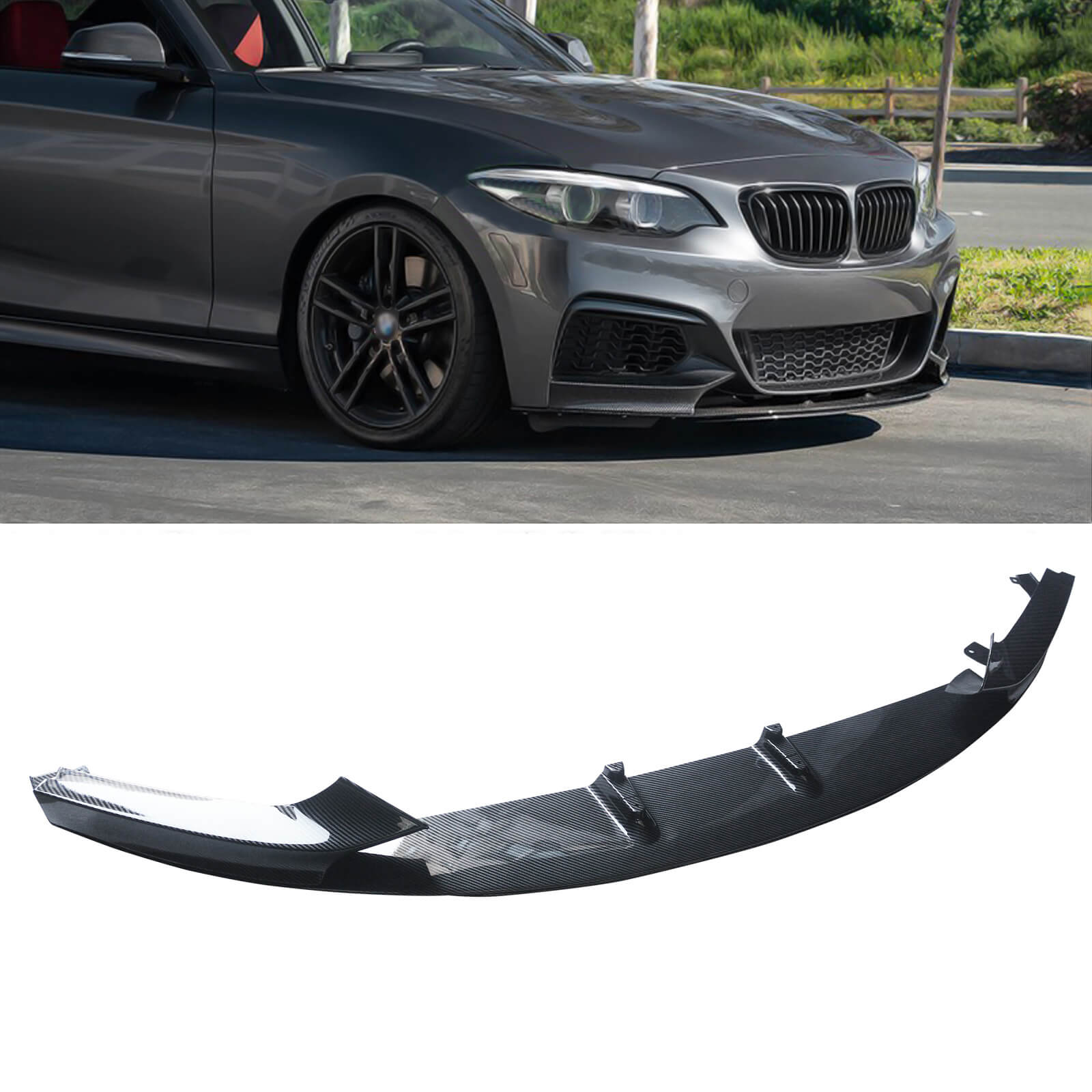 CARIG For 2014-2021 BMW 2 シリーズ F22 F23 M スポーツ フロント リップ フロント バンパー リップ下部スプリッター PP 塗装