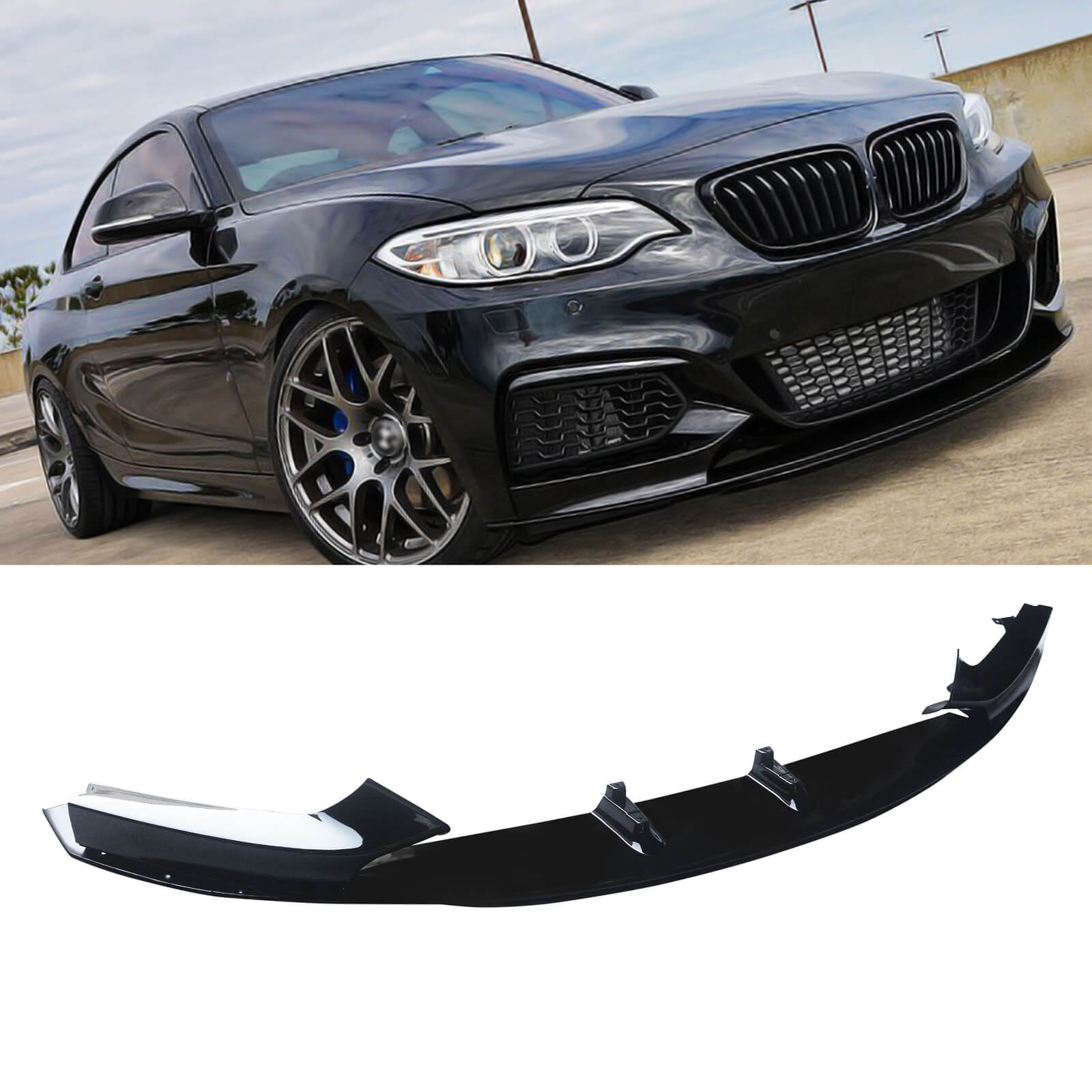 CARIG For 2014-2021 BMW 2 シリーズ F22 F23 M スポーツ フロント リップ フロント バンパー リップ下部スプリッター PP 塗装
