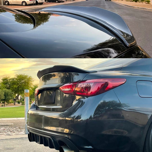 CARIG For 2014-2024 インフィニティ Q50 PSMスタイル リアスポイラー ABS トランクスポイラー ウィングスプリッター