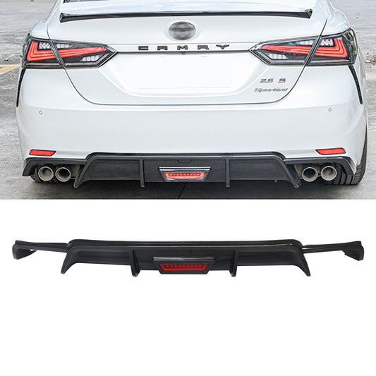 CARIG For 2018-2024 トヨタ カムリ SE XSE ABS 塗装リア バンパー リップ LED ブレーキ ライト リア ディフューザー