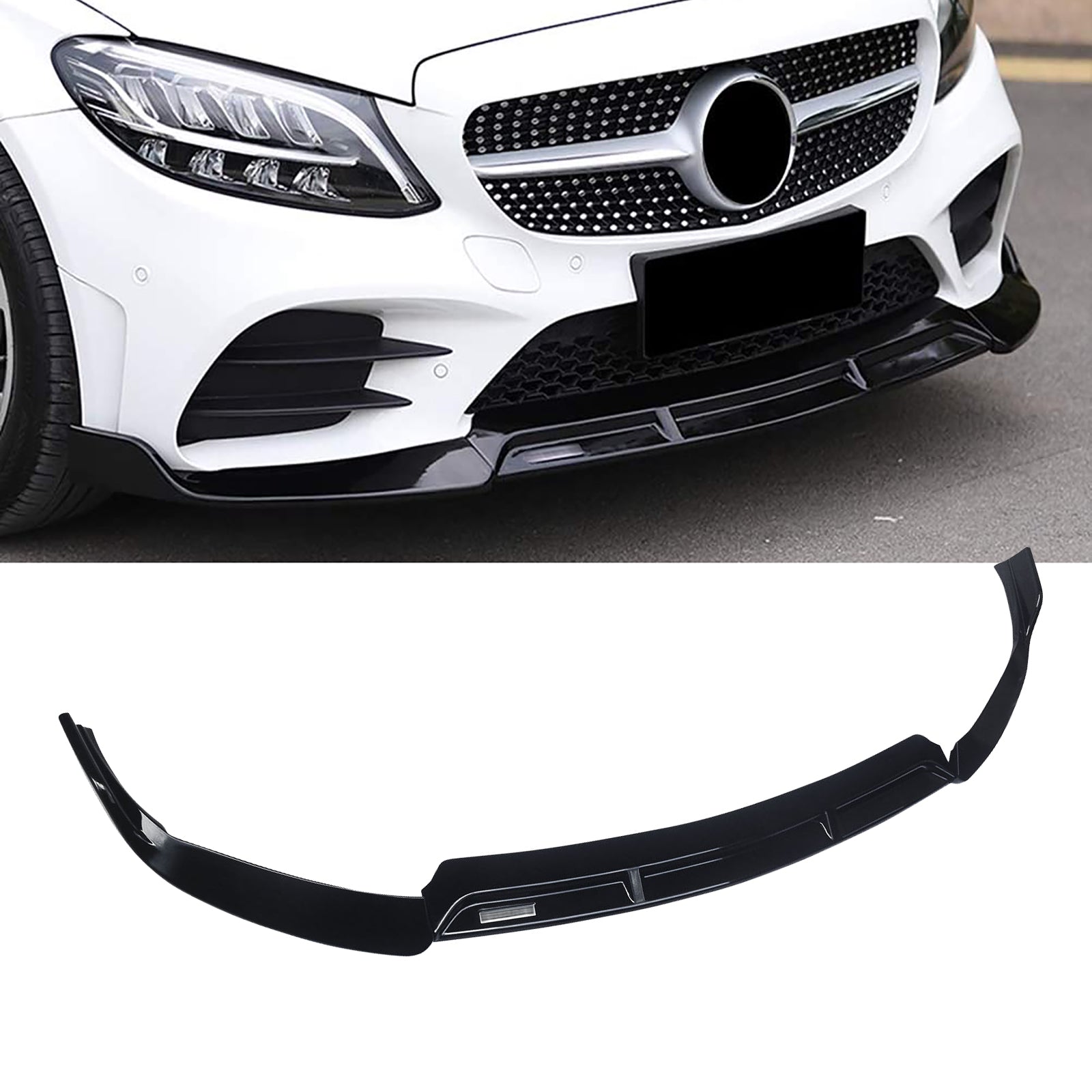 CARIG For 2019-2021 ベンツW205 2019-2023 C205 A205 CクラススポーツC300 ABS 3PCsフロントリップフロントバンパースプリッター