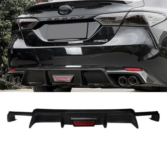 CARIG For 2018-2024 トヨタ カムリ SE XSE ABS 塗装リア バンパー リップ LED ブレーキ ライト リア ディフューザー