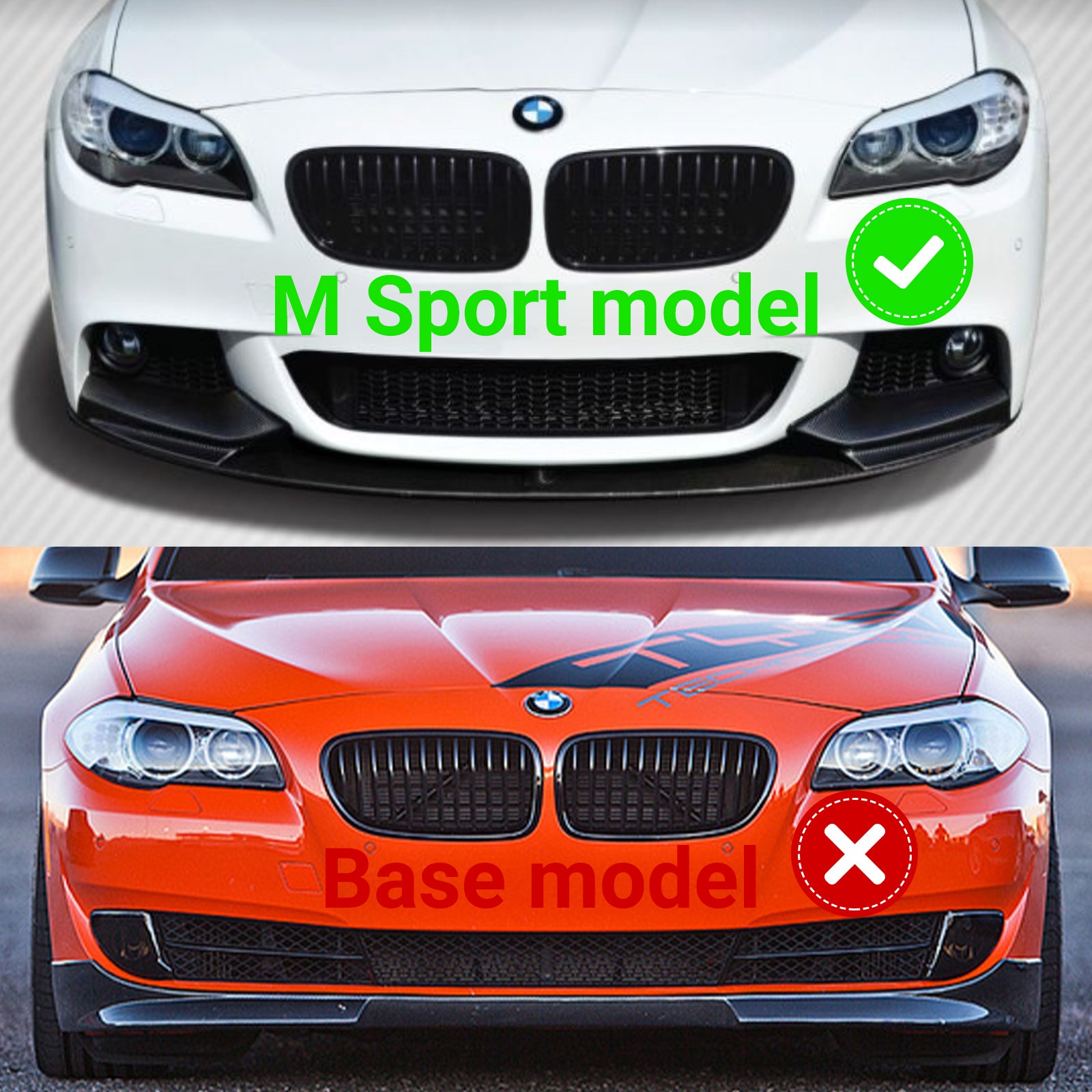 CARIG For 2011-2016 BMW 5シリーズ F10 Mスポーツ フロントリップバンパー ABS フロントリップスプリッターキット?