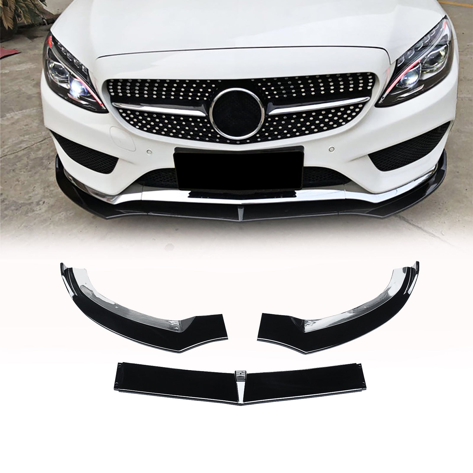CARIG For 2015-2018ベンツCクラスW205 C205スポーツ/AMGラインAMG C43 ABSスプリッター用フロントリップ