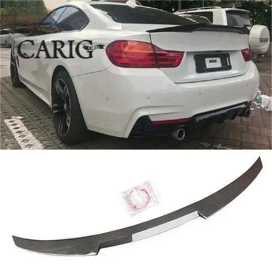 CARIG For 2014-2020 BMW 4 シリーズ F32 F82 M4 クーペ 2DR ABS リアスポイラー トランク ウィング スプリッター Carbon Fiber Look