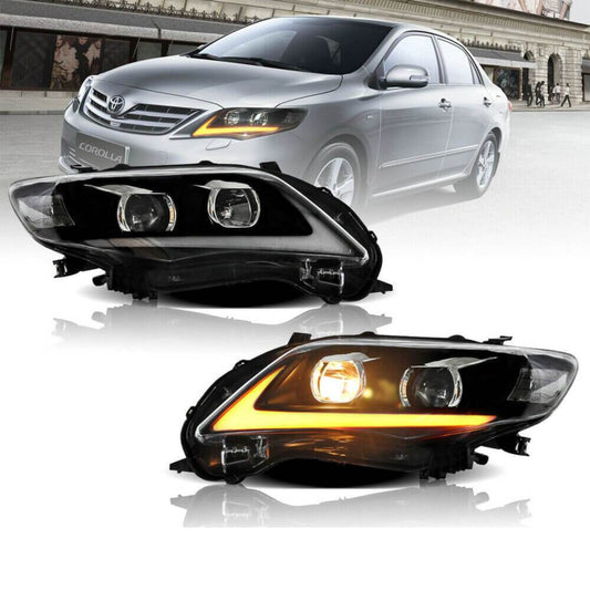 CARIG For 2011-2013 トヨタカローラDRL AペアLEDヘッドランプヘッドライト2個セット