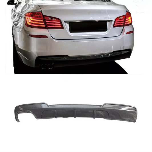 CARIG For 2011-2016 BMW 5 シリーズ F10 M パフォーマンス リア ディフューザー 520i 528i シングルアウトレット エキゾースト ABS 塗装済み MP スタイル リア リップ Carbon Fiber Look